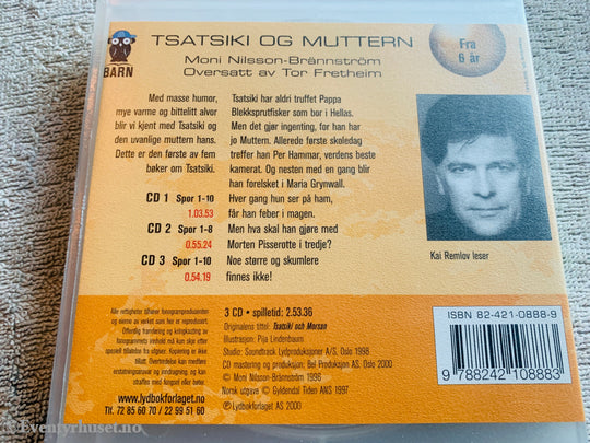 Moni Nilsson-Brännström. 1995. Tsatsiki og Muttern. Lydbok på CD.