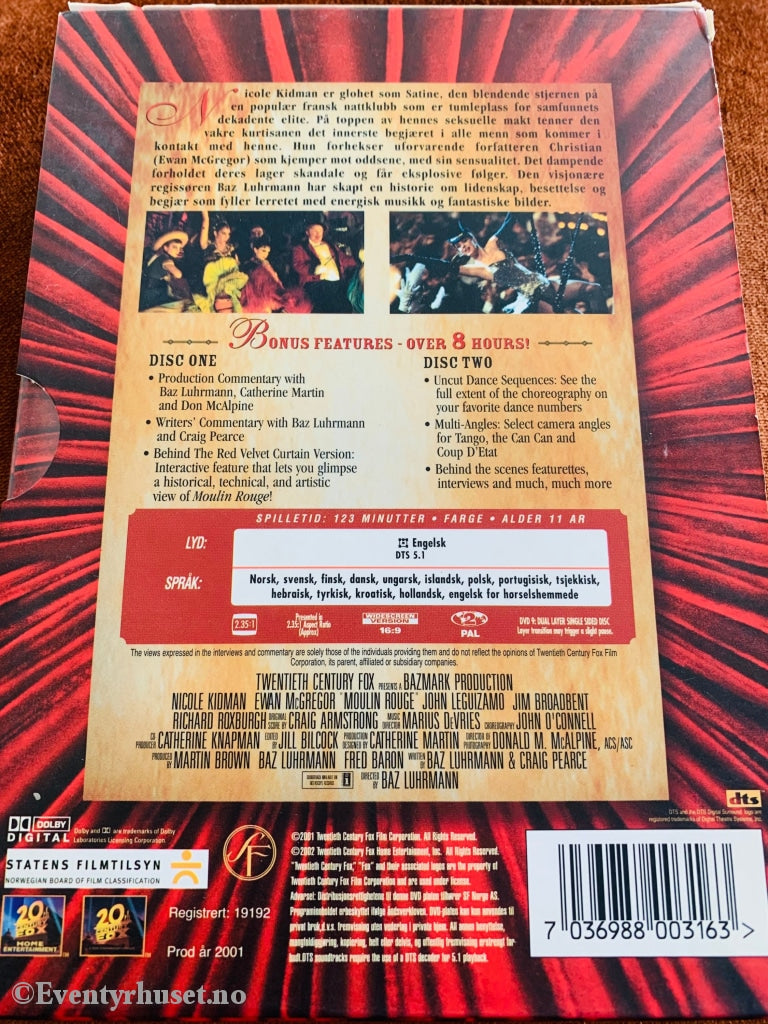 Moulin Rouge. 2001. Dvd Slipcase.