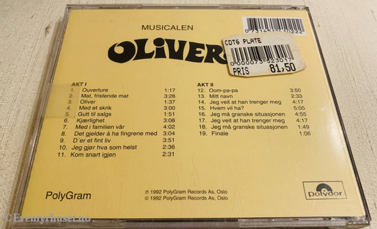 Musikalen Oliver! 1992. Cd. Cd