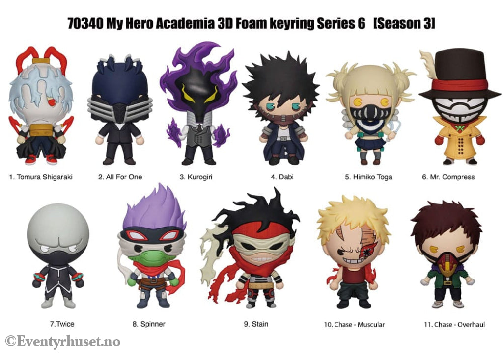 My Hero Academia 3D Foam Bag Clips Series 6 Display (24) Fashion & Accessories