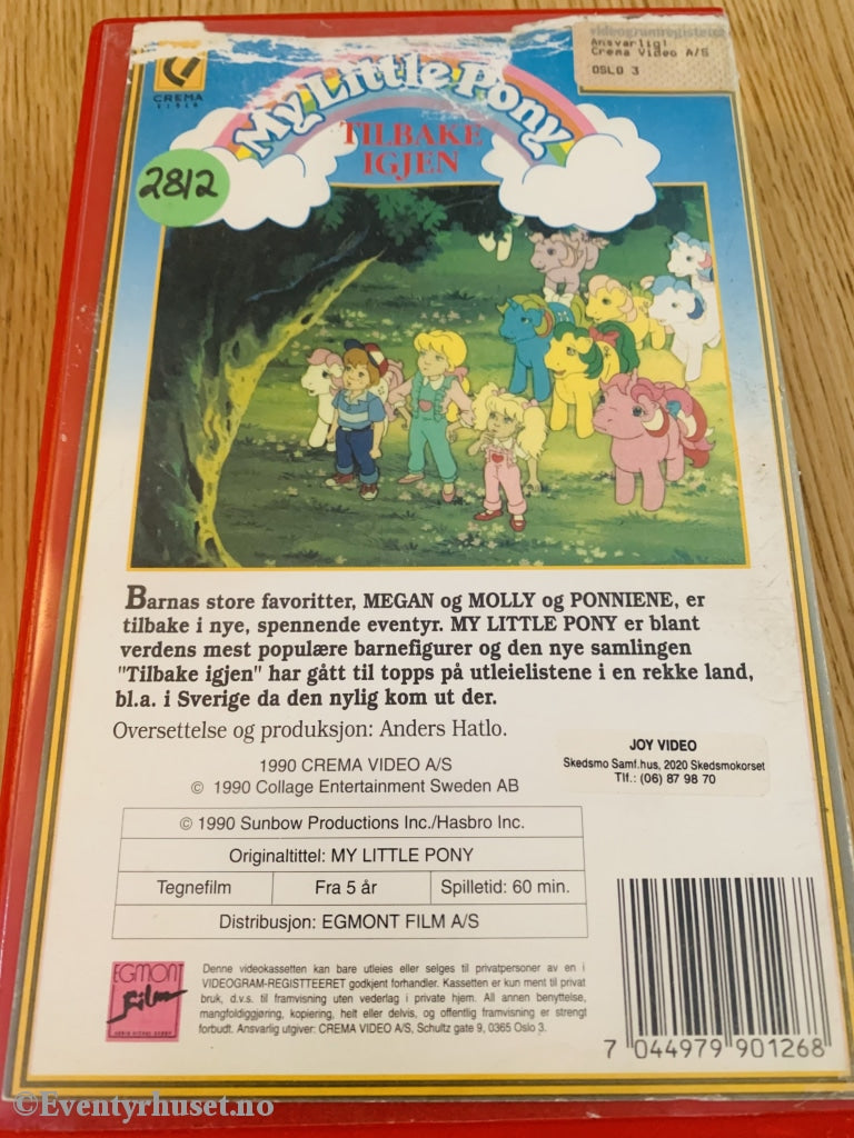 My Little Pony. Tilbake Igjen. 1990. Vhs Big Box.