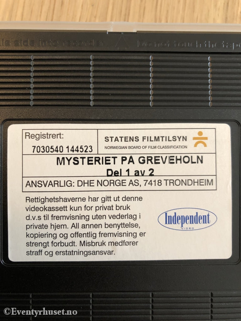 Mysteriet På Greveholm. Del 1. 1996. Vhs Utleiefilm.