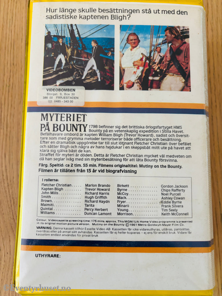 Mytteriet på Bounty. Dobbelt-VHS. 1961. VHS Big Box. Svensk tekst. VHS