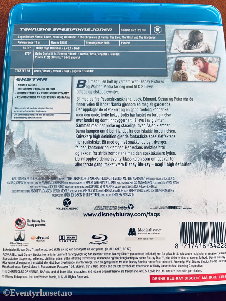 Narnia - Løven Heksa Og Klesskapet. Blu - Ray. Blu - Ray Disc