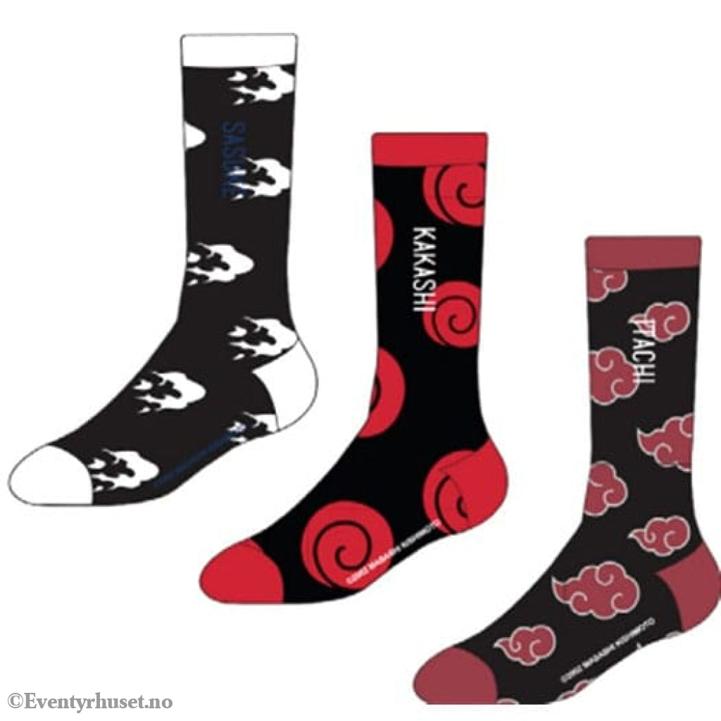 Naruto Socks Sasuke Kakashi Itachi 3-Pack 43-46 Fashion & Accessories
