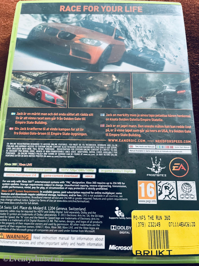 Need For Speed - The Run. Xbox 360. 360