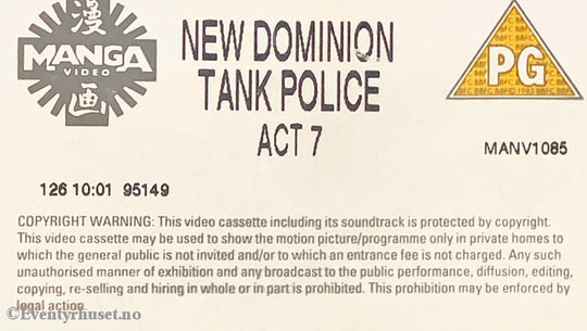 New Dominion - Tank Police. Act 7. Vhs. Solgt I Norge. Vhs