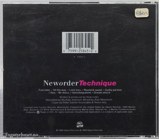 New Order. Technique. 1989. Musikk-CD.
