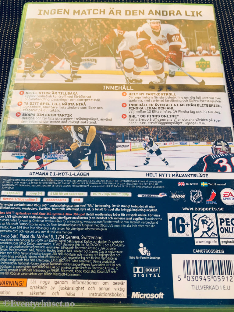 NHL 08, 2007. Xbox-360-spill.