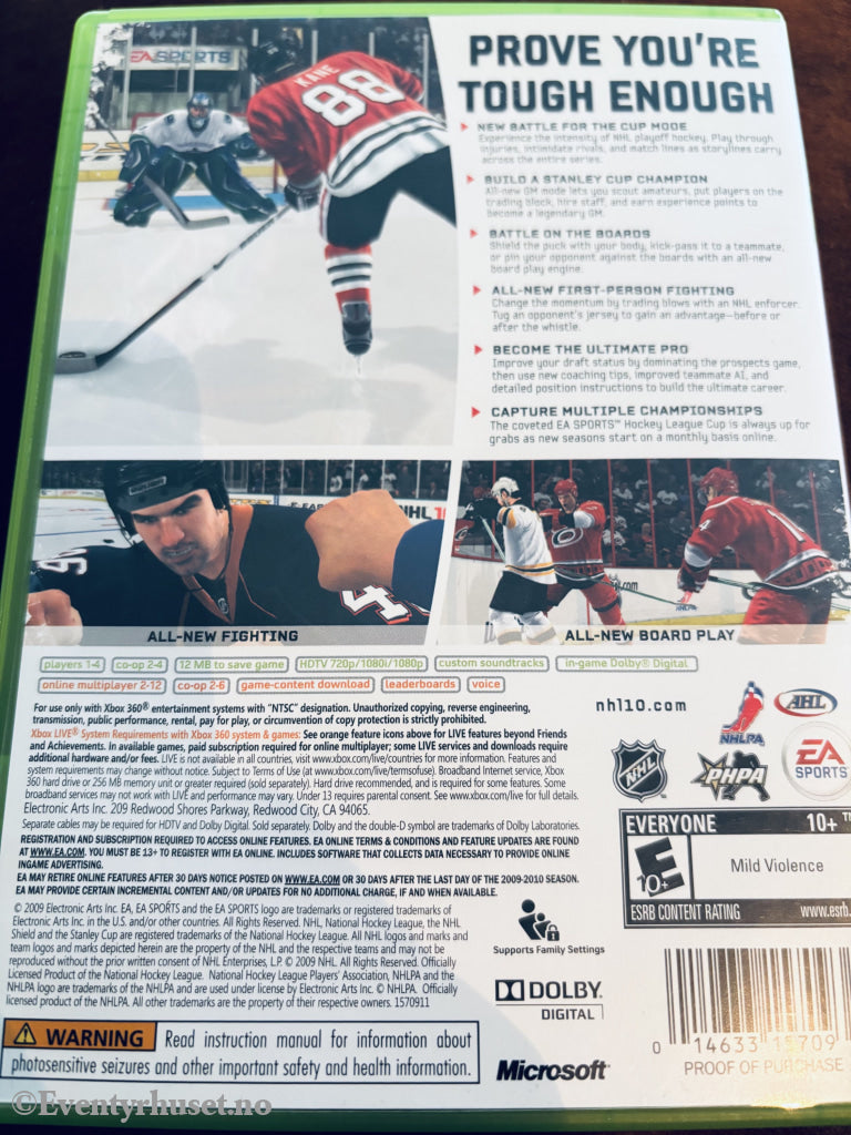 NHL 10, 2009. Xbox-360-spill.