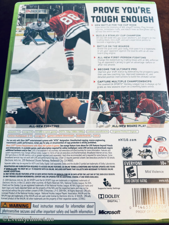 NHL 10, 2009. Xbox-360-spill.