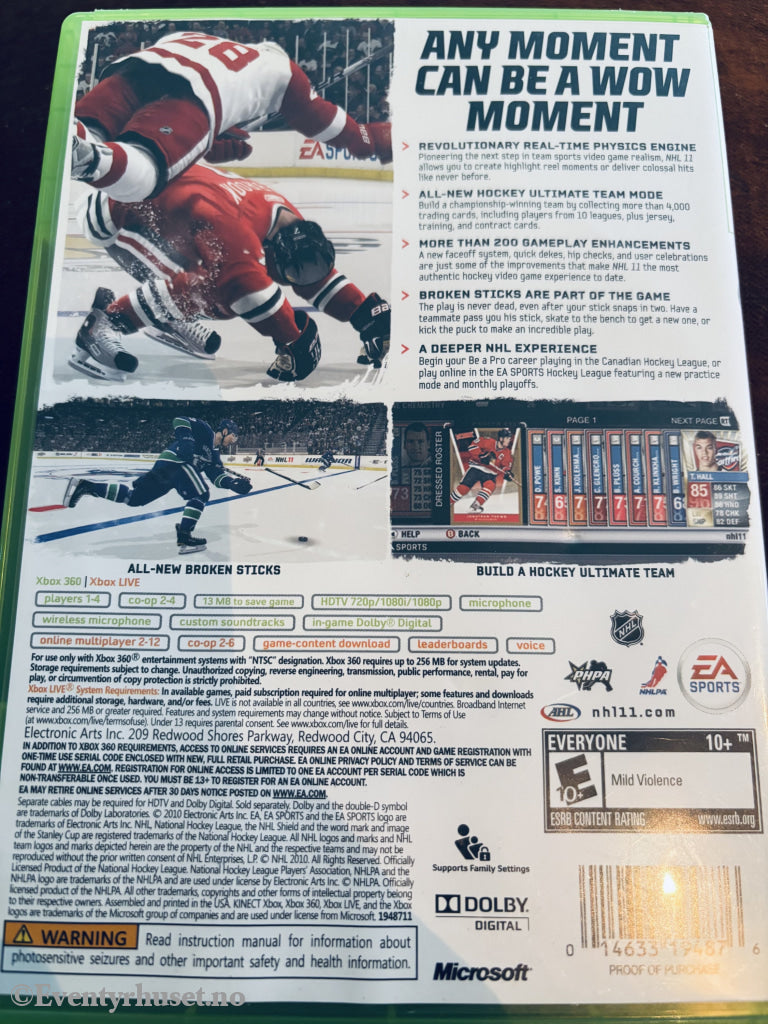 NHL 11, 2010. Xbox-360-spill.
