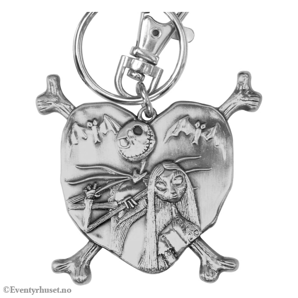 Nightmare before Christmas Metal Keychain Jack and Sally in Heart Fashion & Accessories