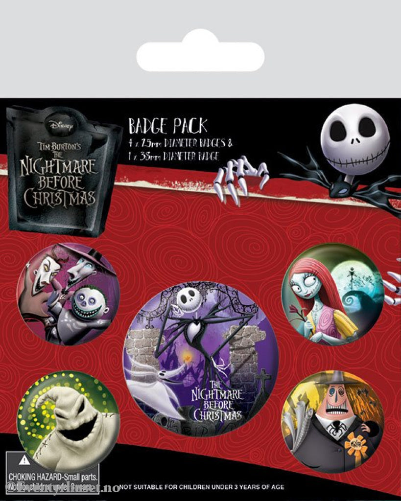 Nightmare Before Christmas Pin-Back Buttons 5-Pack Characters Fashion & Accessories