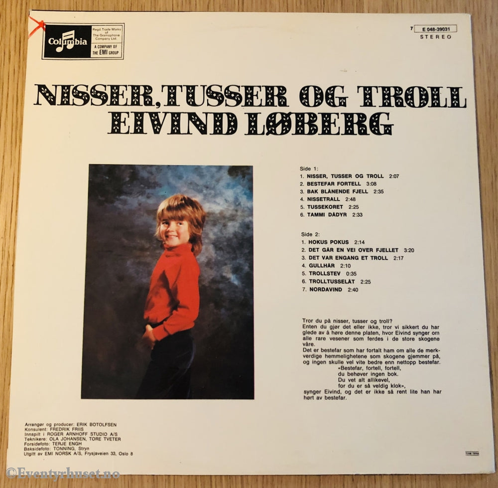 Nisser Tusser Og Troll. Eivind Løberg. 1972. Lp. Lp Plate