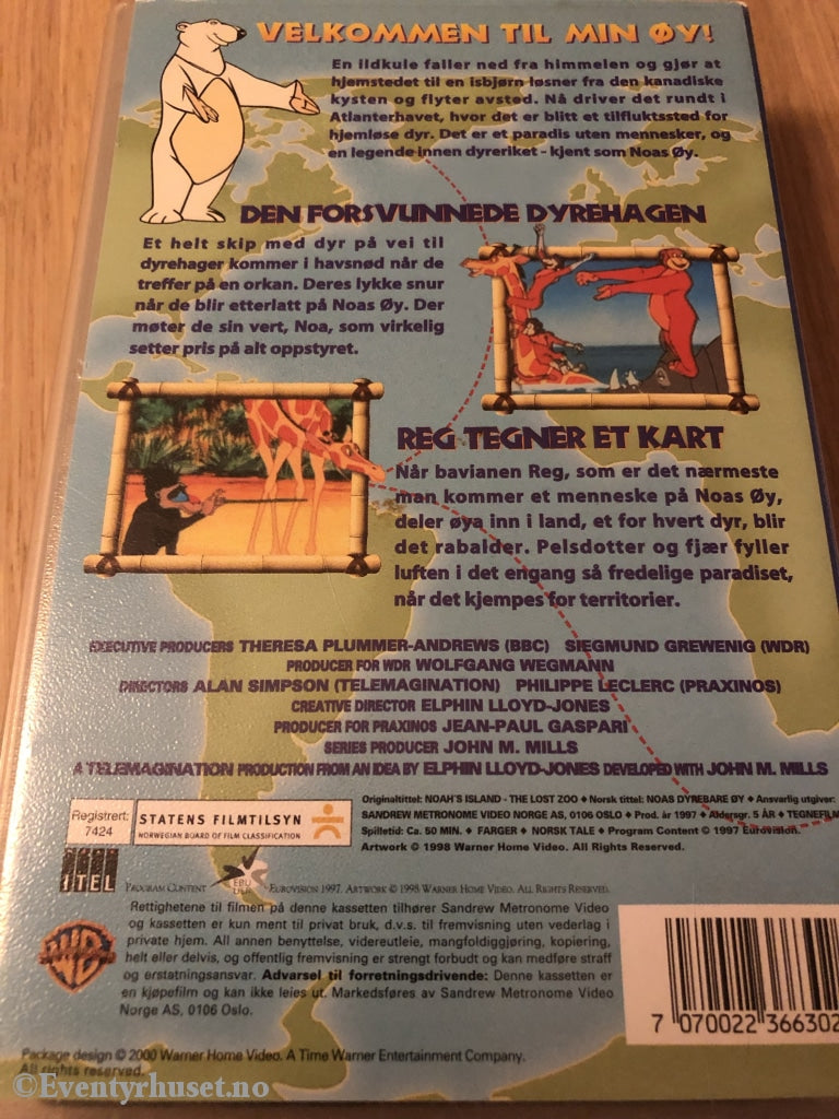 Noas Dyrebare Øy. 1998. Den Forsvunnede Dyrehagen. Vhs. Vhs