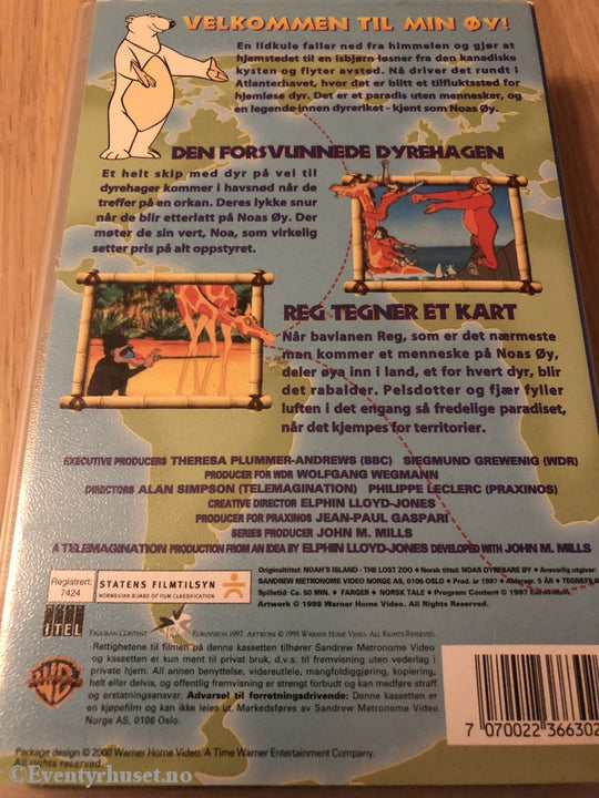 Noas Dyrebare Øy. 1998. Den Forsvunnede Dyrehagen. Vhs. Vhs