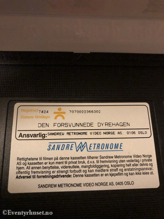 Noas Dyrebare Øy. 1998. Den Forsvunnede Dyrehagen. Vhs. Vhs