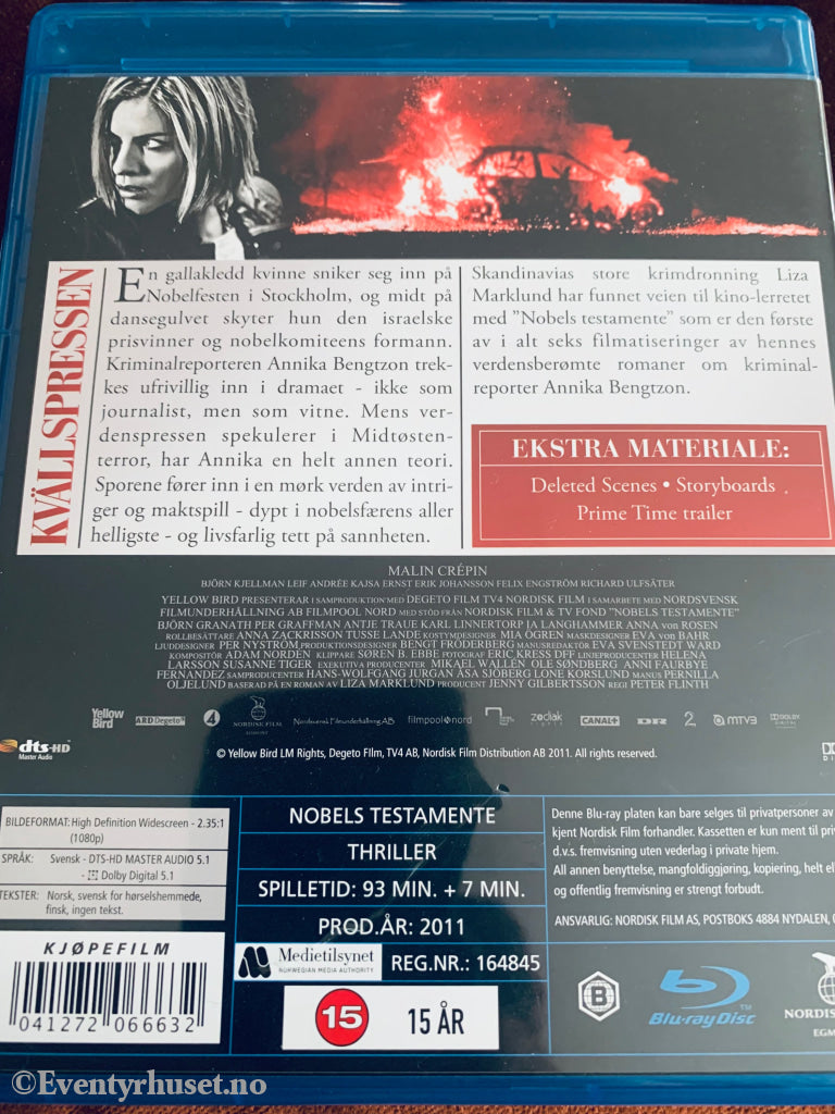 Nobels Testamente. 2011. Blu-Ray. Blu-Ray Disc