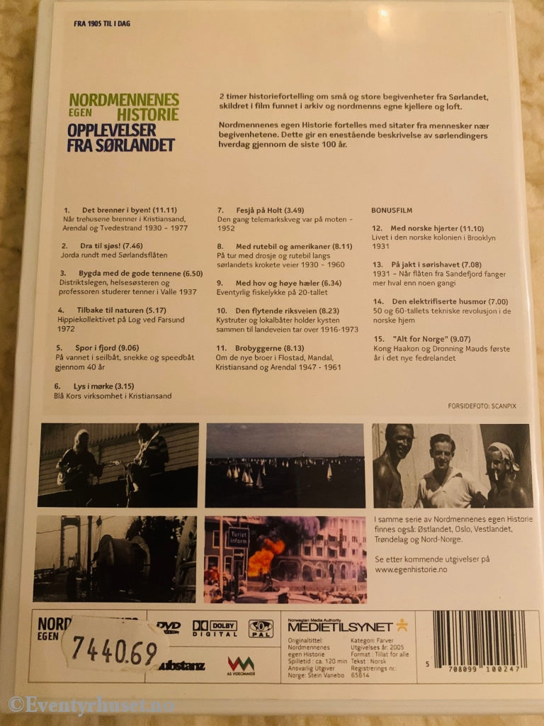 Nordmennenes Egen Historie. Opplevelser Fra Sørlandet. Fra 1905 Til I Dag. Dvd. Dvd