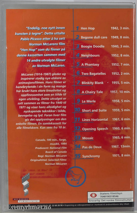 Norman McLaren i utvalg (1983). VHS Big Box.