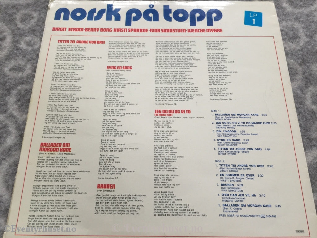 Norsk På Topp. 1972. Lp. Lp Plate