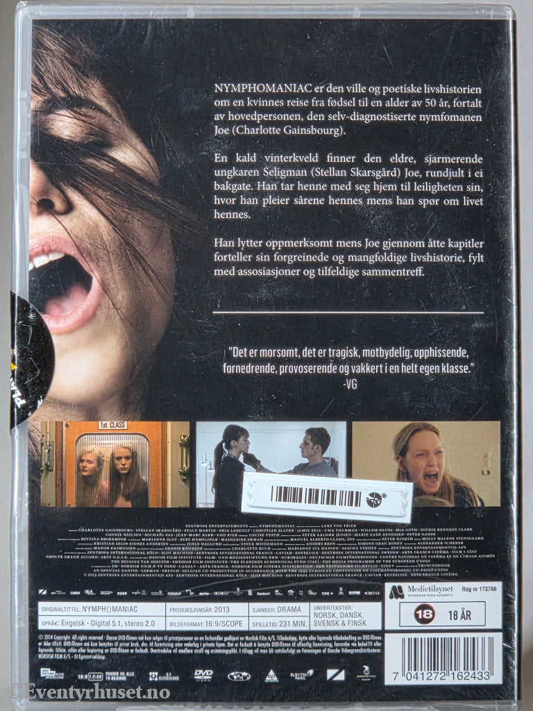 Nymphomaniac (2013). DVD. Ny i plast!