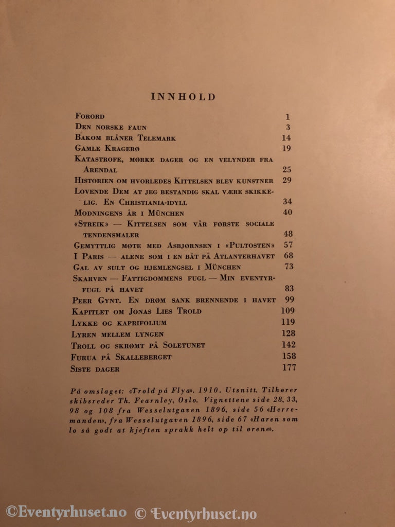 Odd Hølaas. Theodor Kittelsen. Den Norske Faun. 1941. Biografi