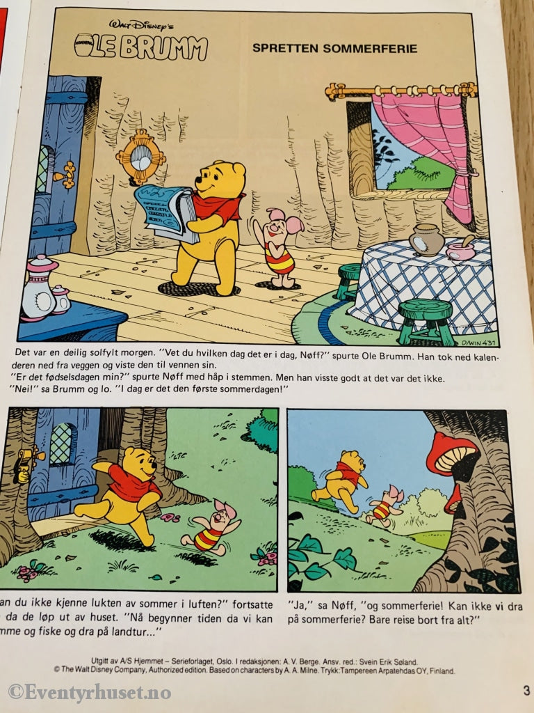Ole Brumm Og Vennene Hans. 1990/07. Tegneserieblad