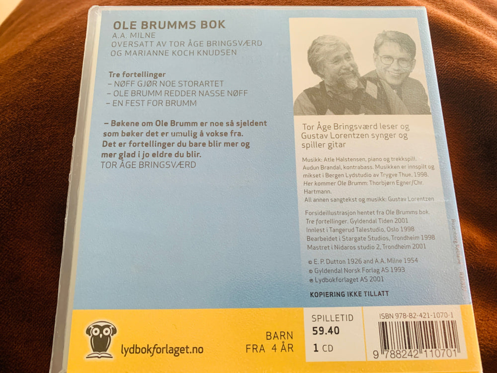 Ole Brumms bok - Tre fortellinger. Lydbok på CD.