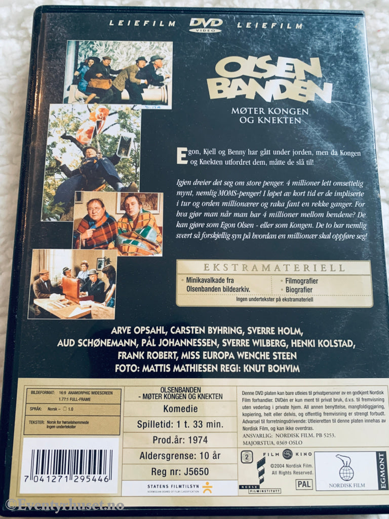 Olsenbanden møter Kongen og Knekten (1974). DVD leiefilm.