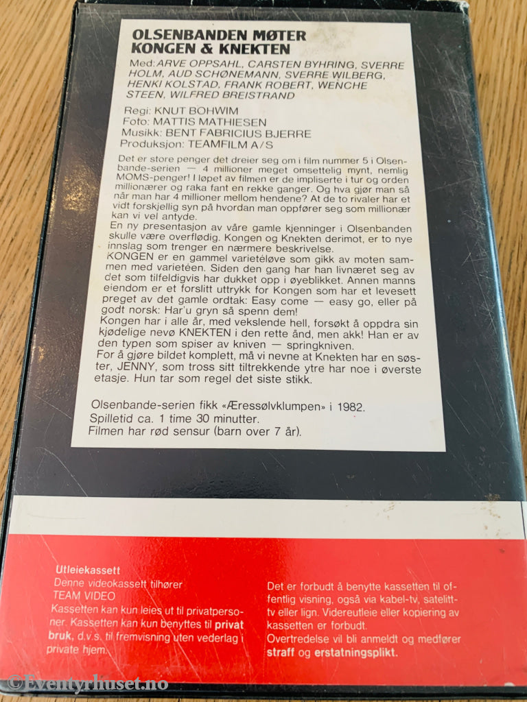 Olsenbanden møter kongen og knekten. 1974. VHS Big Box. VHS Big Box
