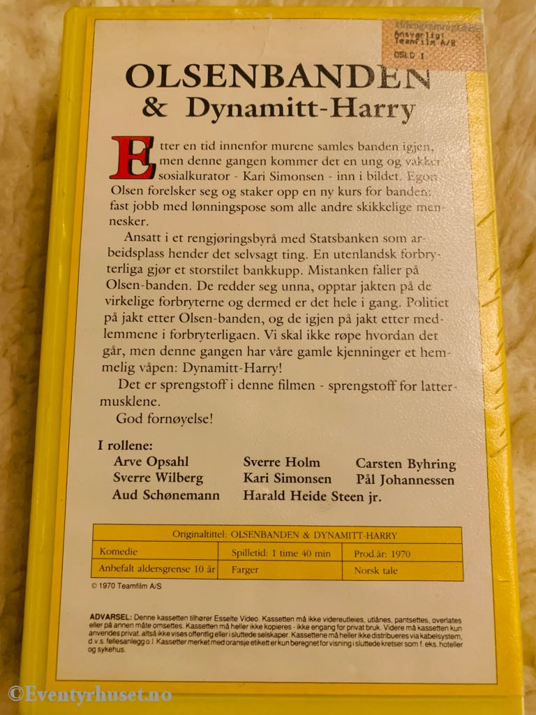Olsenbanden Nr. 2. Og Dynamitt-Harry. 1970. Vhs Big Box. Box