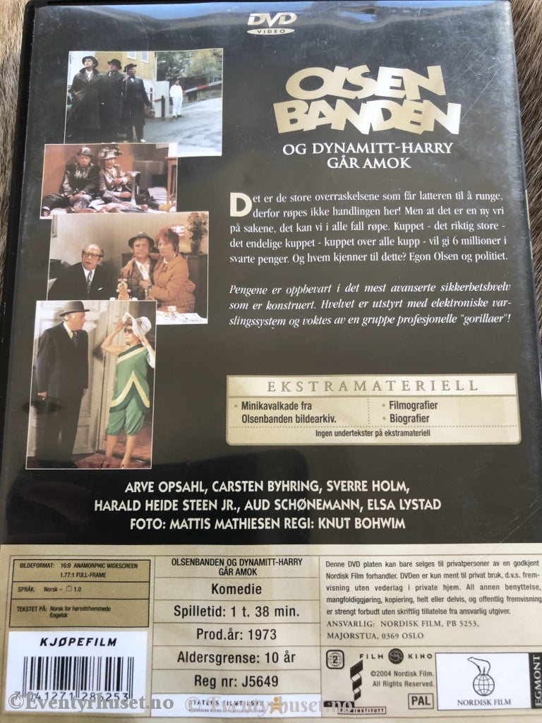 Olsenbanden Og Dynamitt-Harry Går Amok. 1973. Dvd. Dvd
