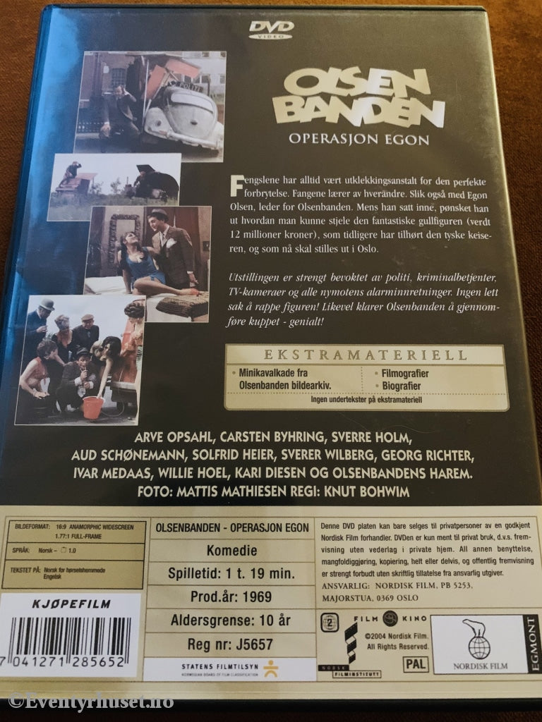 Olsenbanden. Vol. 01. Operasjon Egon. 1969. Dvd. Dvd