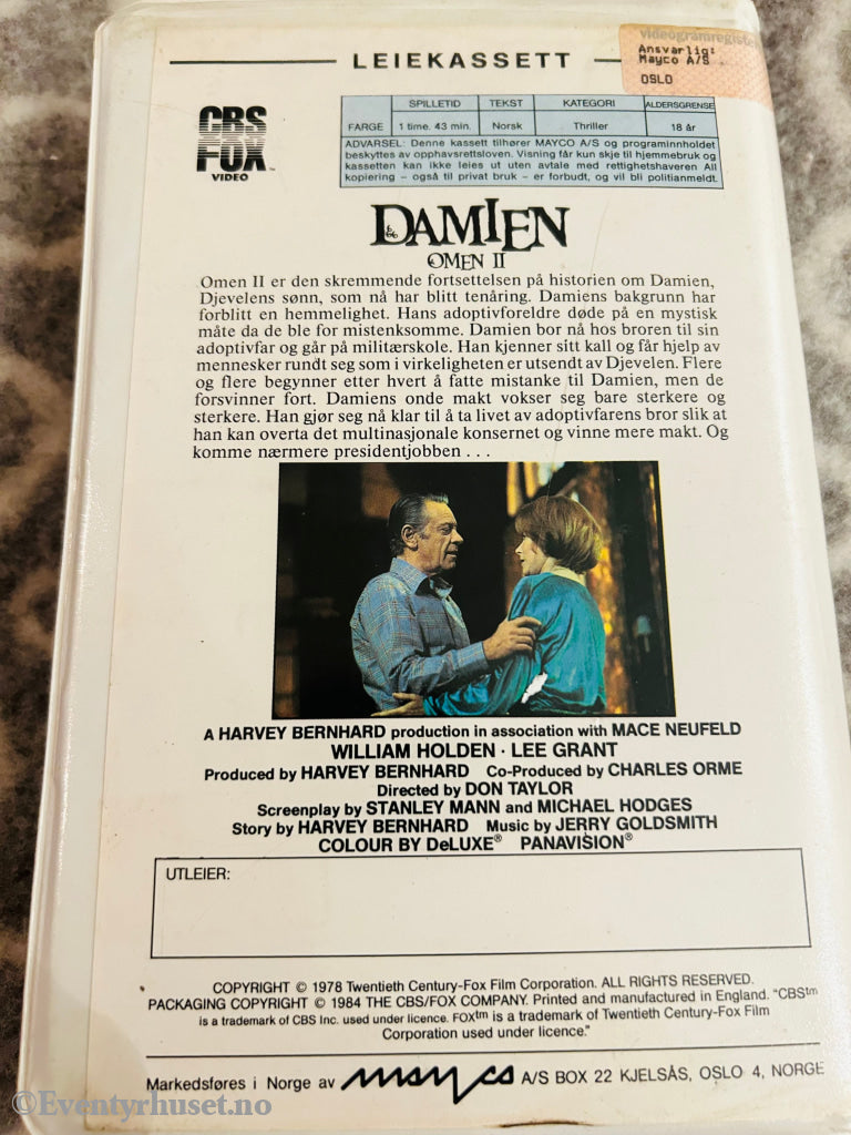 Omen Ii - Damien. 1978. Vhs Big Box. Box