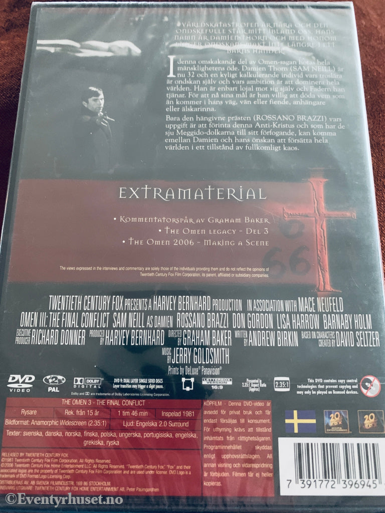 Omen III: The Final Conflict. DVD. Ny i plast!