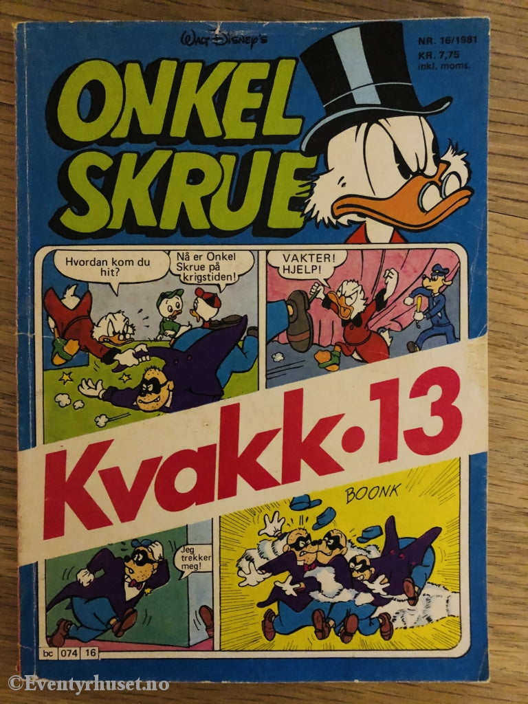 Onkel Skrue Månedsblad. 1981/16. Tegneserieblad