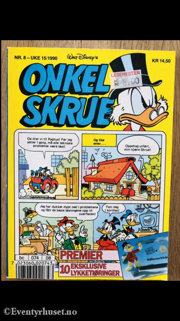 Onkel Skrue Månedsblad. 1990/08. Tegneserieblad