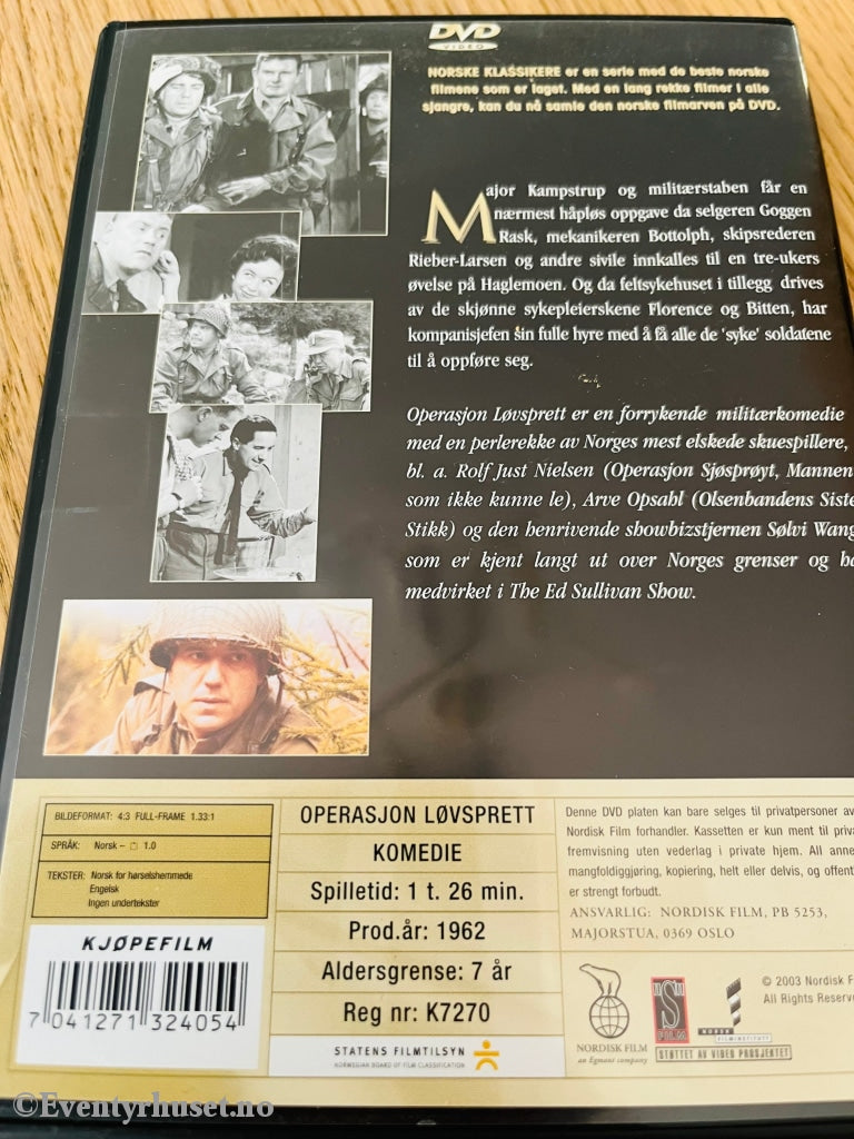 Operasjon Løvsprett (Norske Klassikere). 1962. Dvd. Dvd