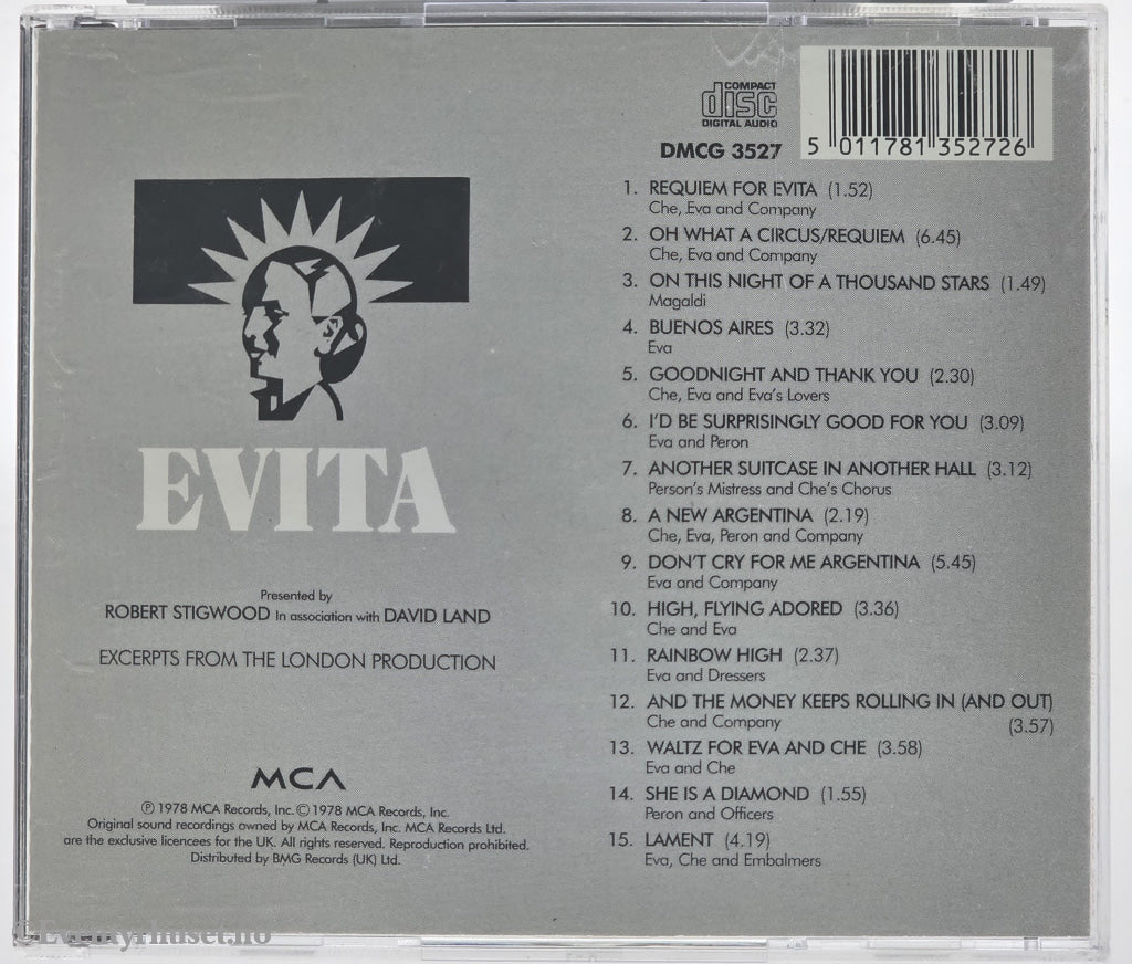 Original London Cast. 1978. Evita (Original London Cast Recording). CD.