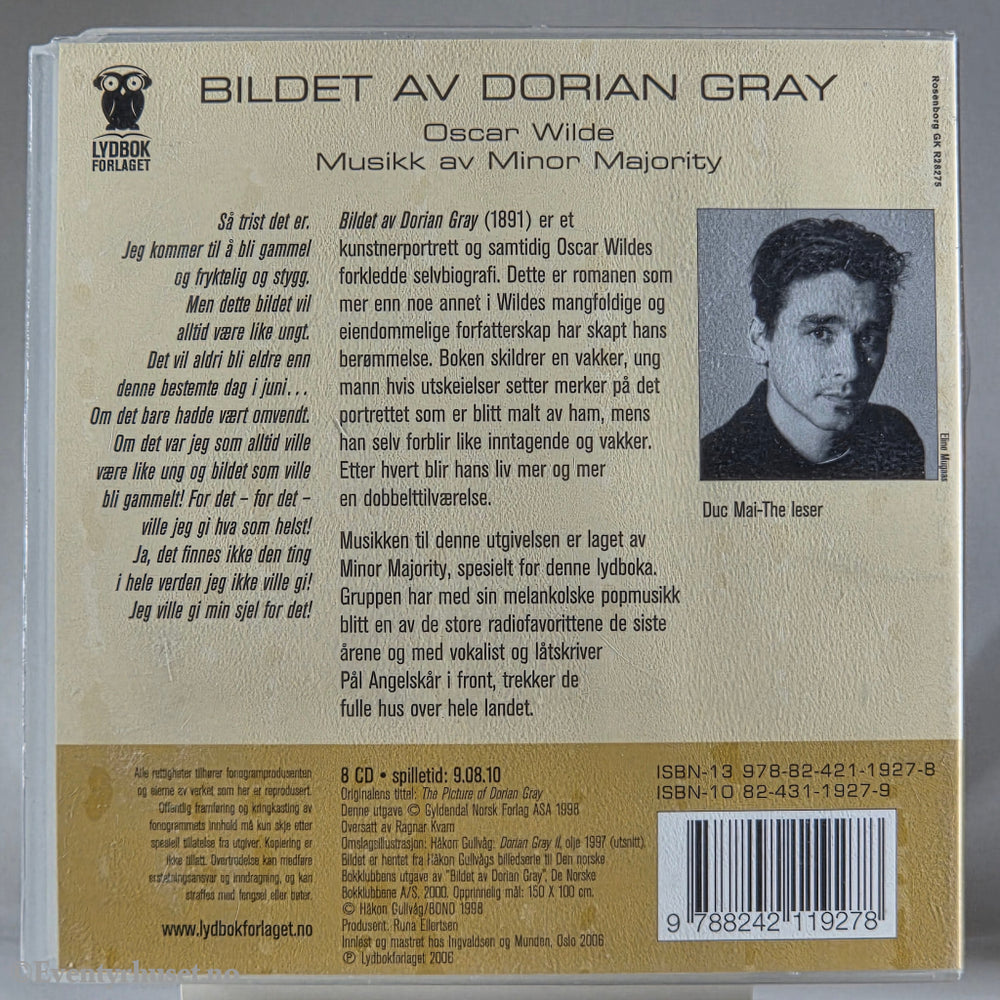 Oscar Wilde 1890 Bildet av Dorian Gray. Lydbok på CD.