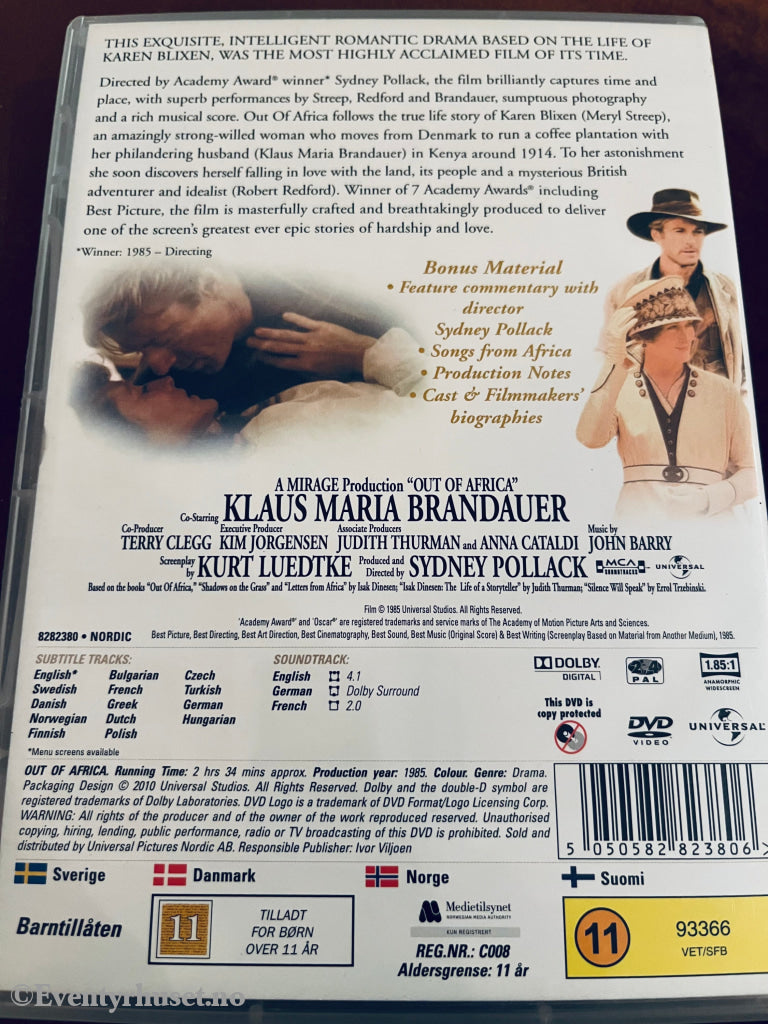 Out Of Africa (Mitt Afrika). 1985. Dvd. Dvd