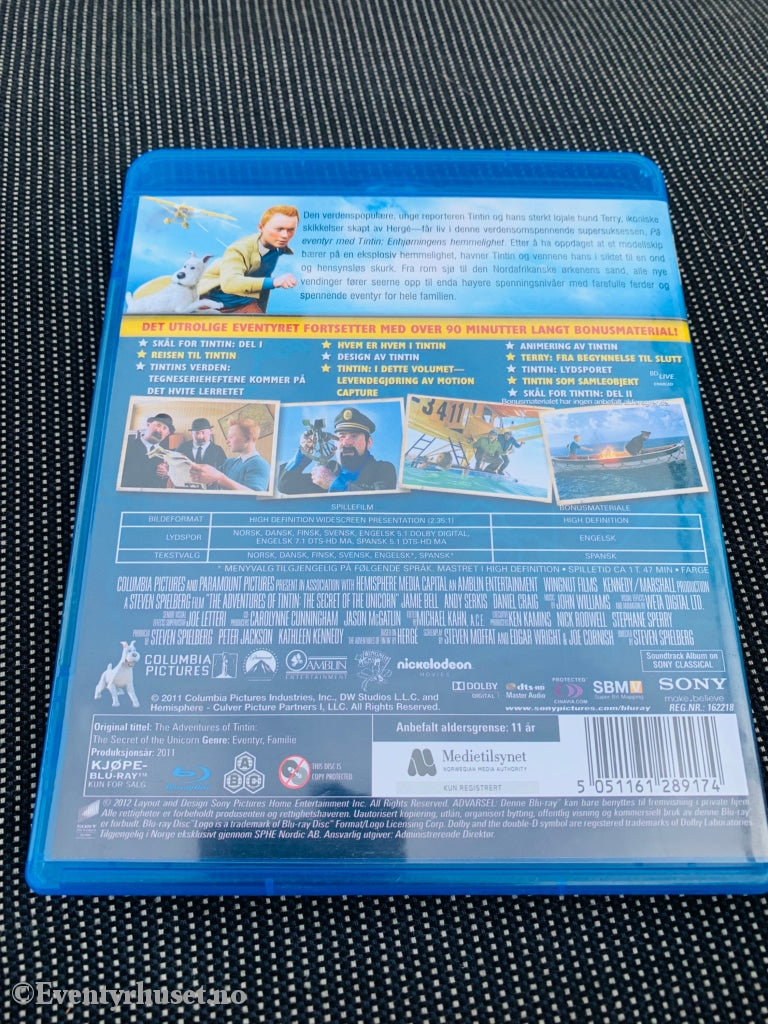 På Eventyr Med Tintin. Blu-Ray. Blu-Ray Disc