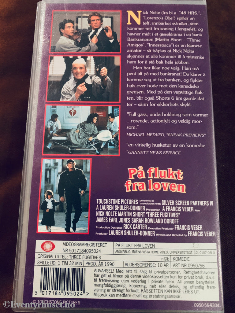 På flukt fra loven. VHS.