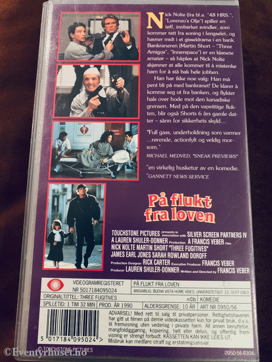På flukt fra loven. VHS.