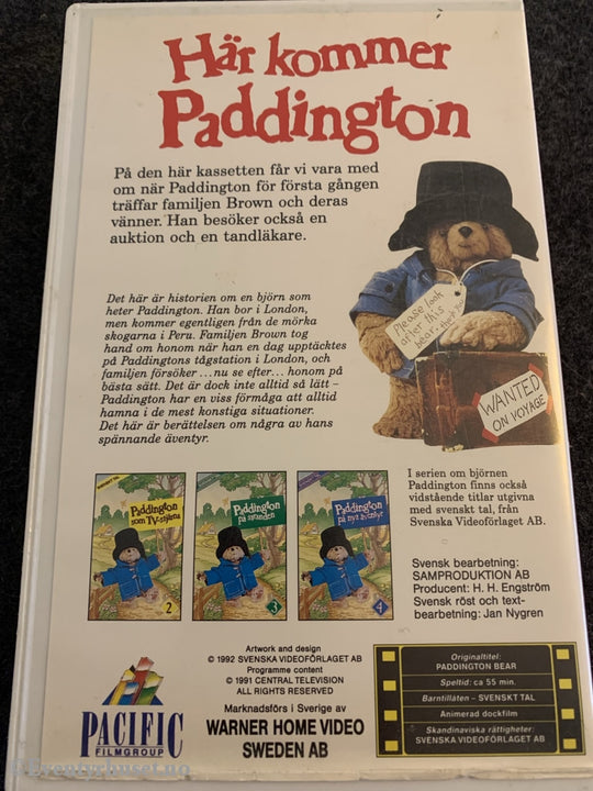 Här Kommer Paddington. Paddington Vol. 1. 1991. Svensk. Vhs Big Box.