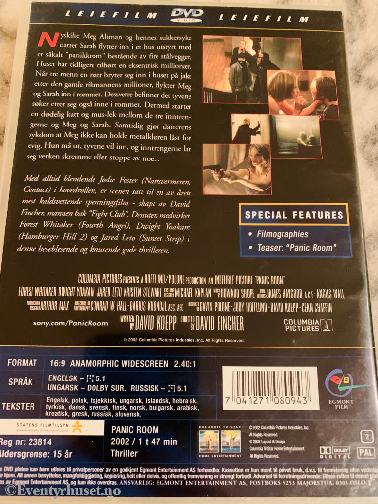 Panic Room. 2002. Dvd Leiefilm.