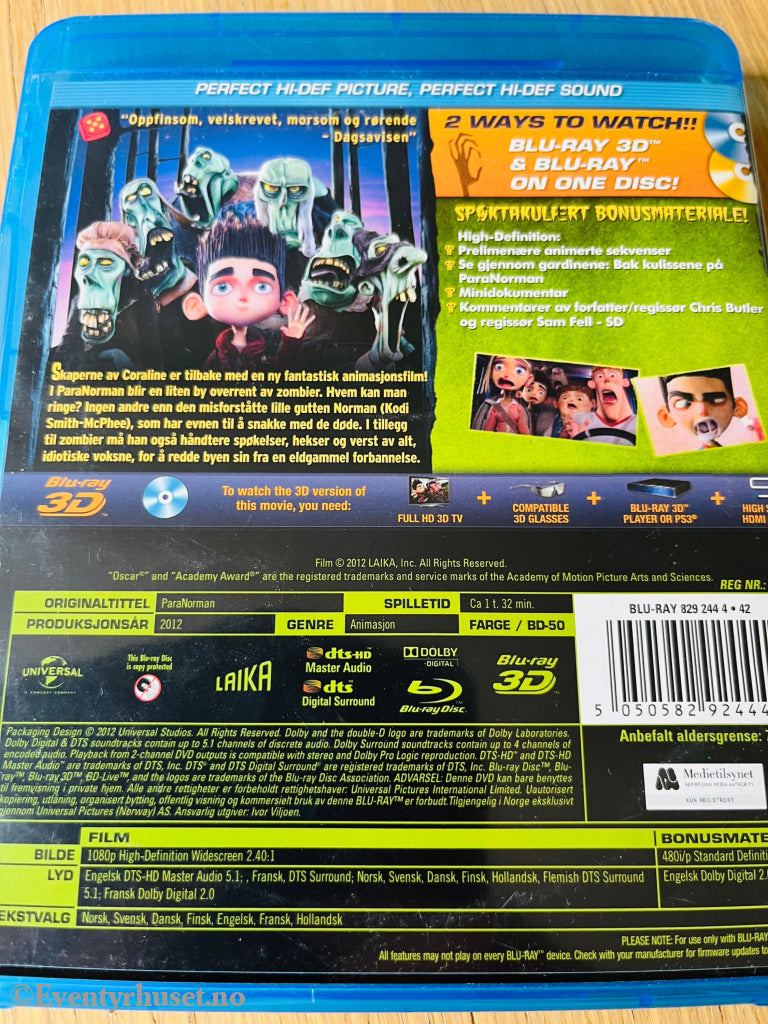 Paranorman 3D. Blu - Ray. Blu - Ray Disc