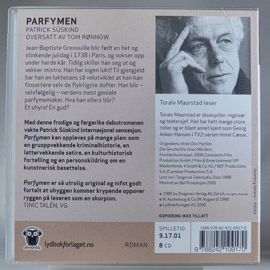 Patrick Süskind 1985 Parfymen – Historien om en morder. Lydbok på CD.